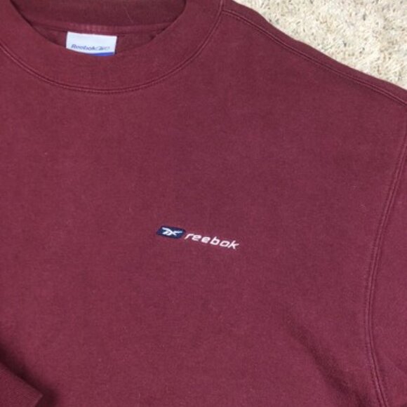 Reebok Crewneck Sweatshirt Classic Logo Men's Size Large Maroon Red Polycotton - Picture 2 of 7